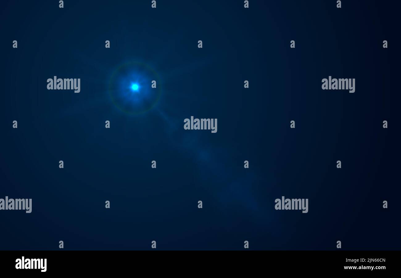 Nachtblau vordere Sonnenlinse Streulicht transluzenten speziellen Lichteffekt Design. Blendung durch Vektorgrafiken. Dunkler abstrakter Hintergrund. Sterne platzen Strahlen und Akzent Stock Vektor
