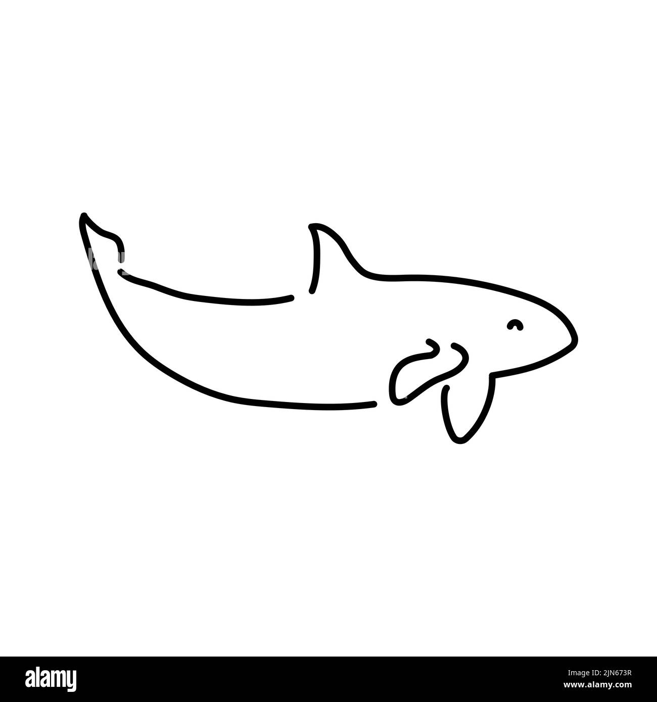 Killer Wal Farbe Linie Illustration. Meeressäuger Stock Vektor