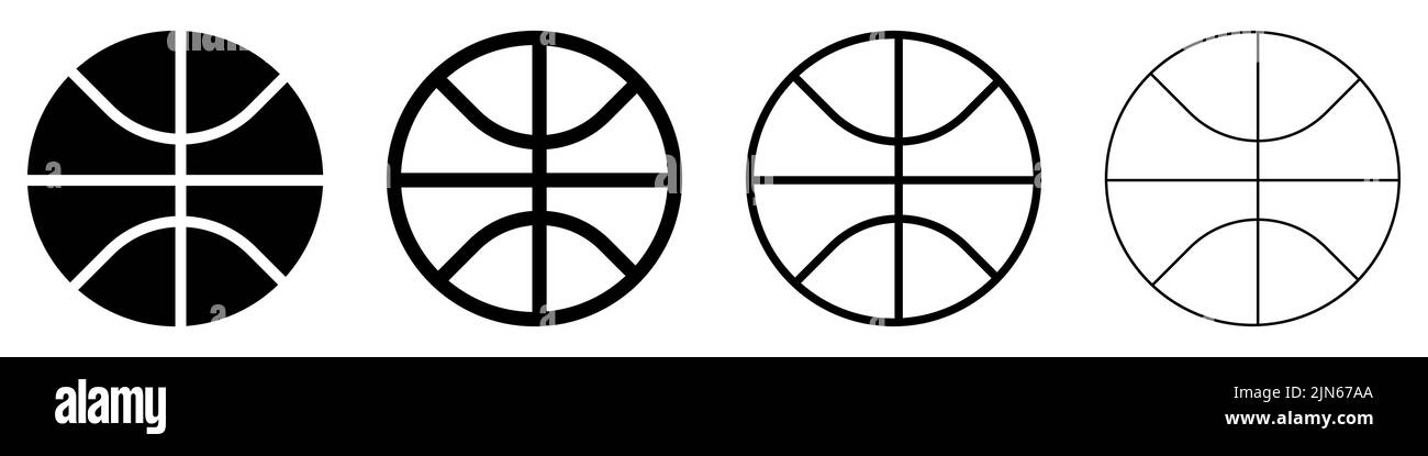 Basketballball-Symbole eingestellt. Basketball Ball isoliert Symbol. Schwarze Basketball-Symbole. Vektorgrafik. Stock Vektor