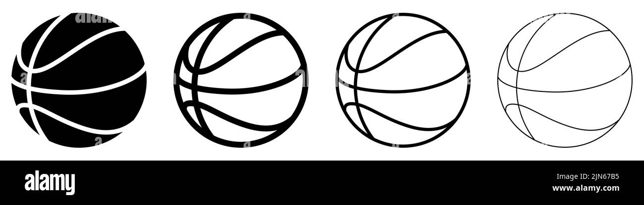 Basketballball-Symbole eingestellt. Basketball Ball isoliert Symbol. Schwarze Basketball-Symbole. Vektorgrafik. Stock Vektor
