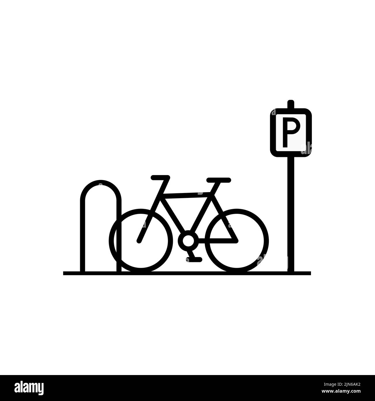 Fahrrad Parkplatz Linie Symbol. Parkplatz für Fahrräder. Editierbarer Hub Stock Vektor