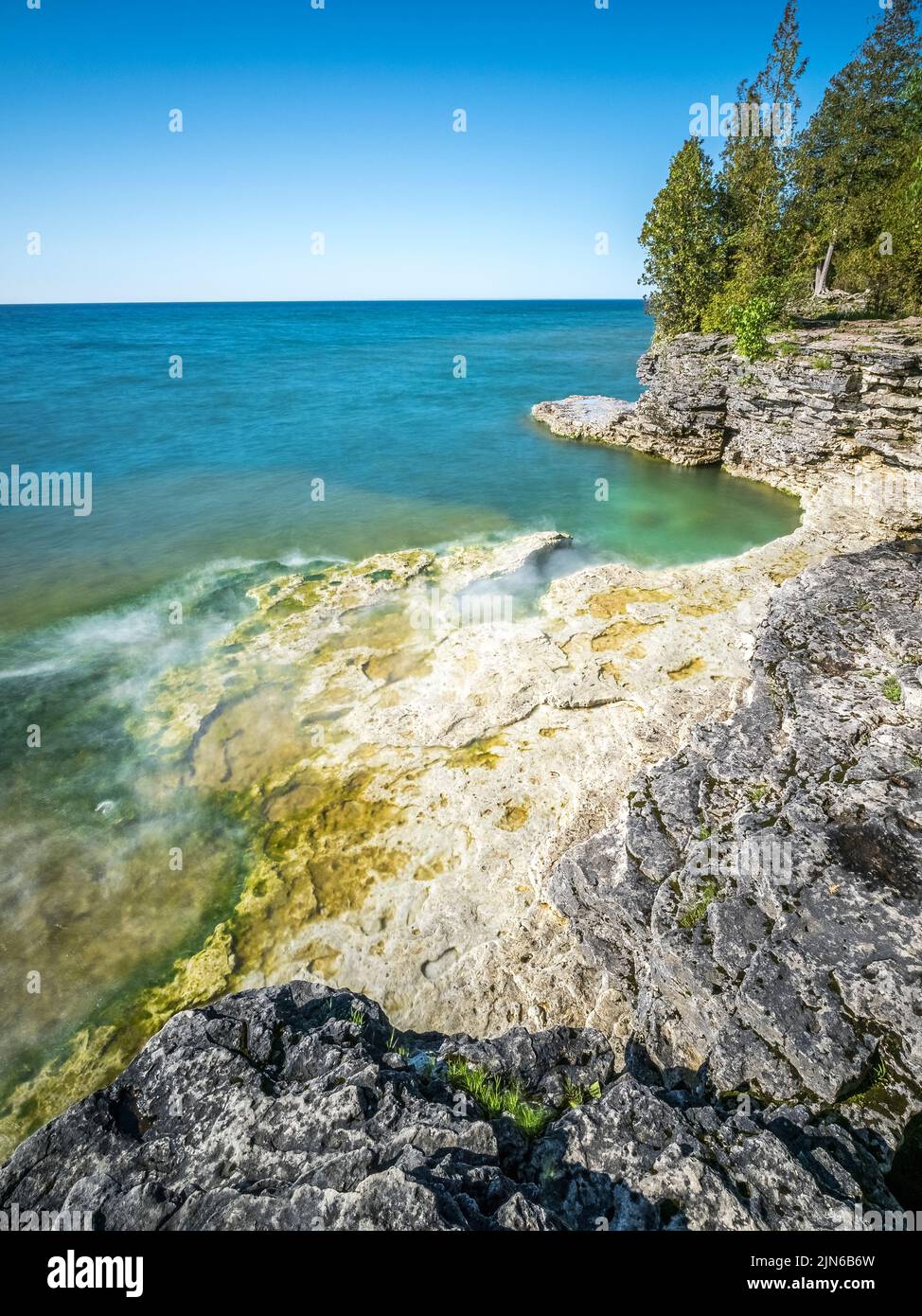 Cave Point County Park am Lake Michigan in Door County Wisconsin Stockfoto