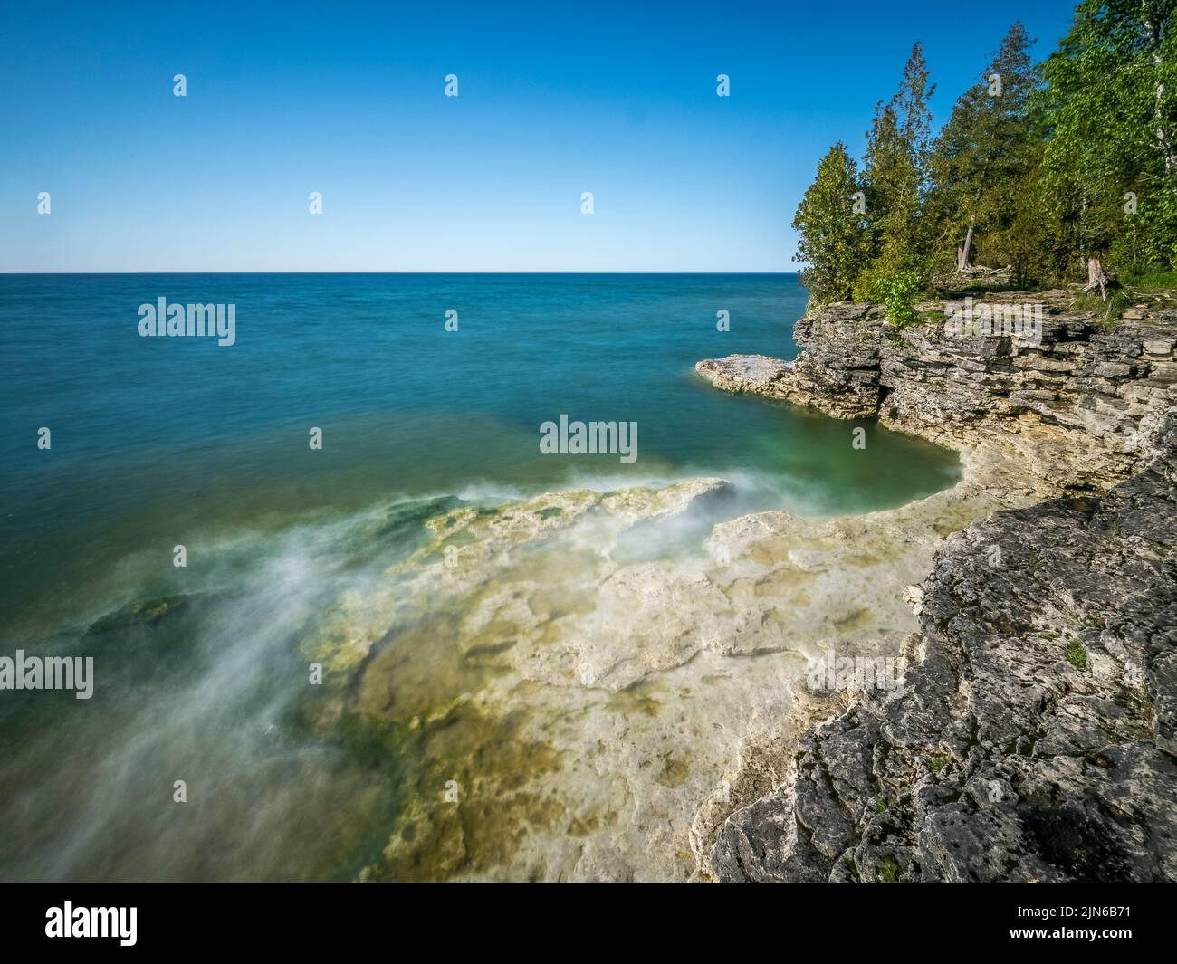 Cave Point County Park am Lake Michigan in Door County Wisconsin Stockfoto