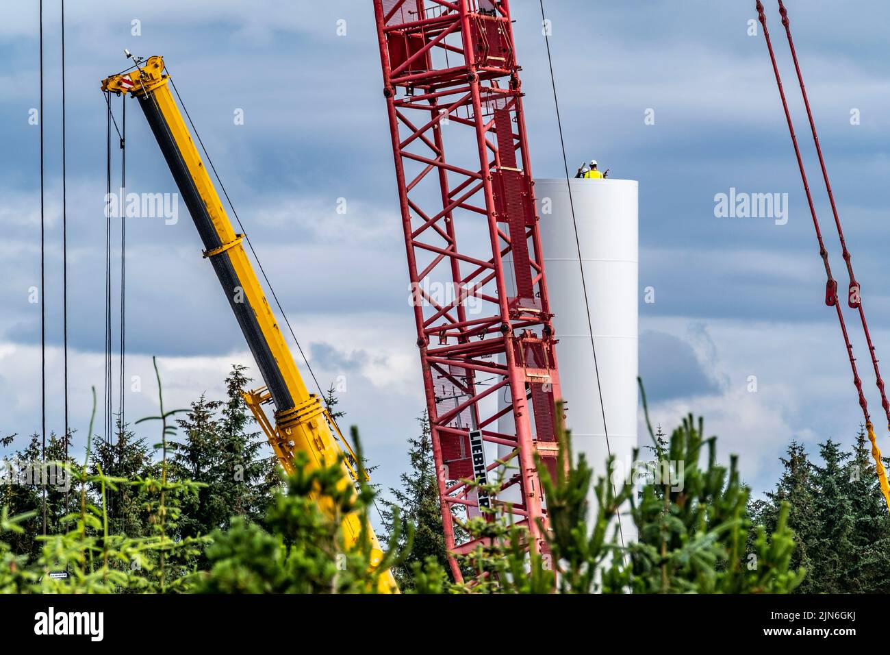 Bau von Windparks Stockfoto