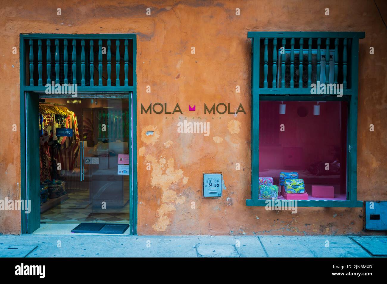 Mola Mola Beachwear Store in Cartagena, Kolumbien Stockfoto