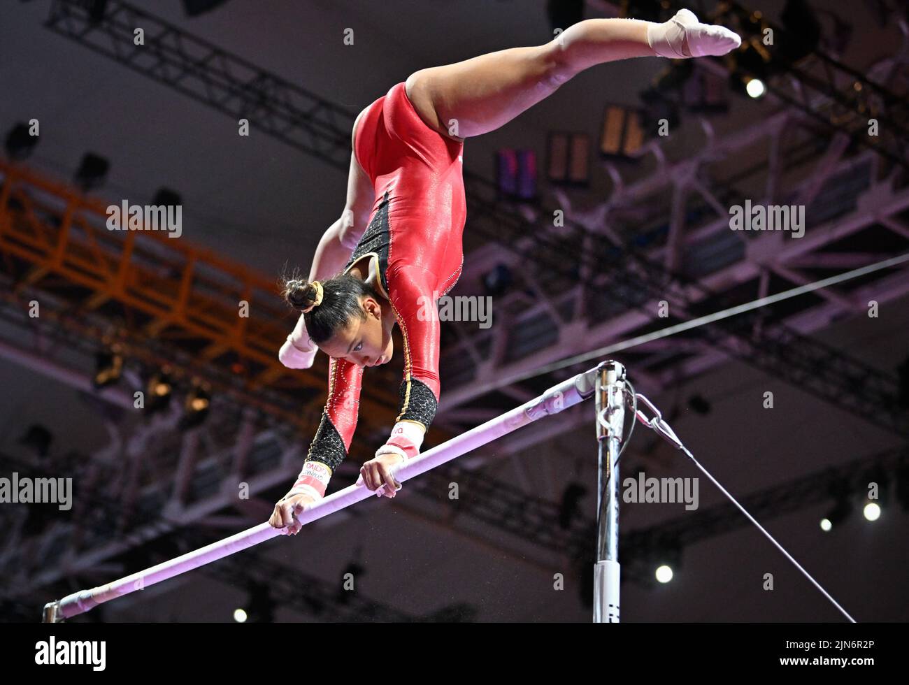 München, Deutschland. 09. August 2022. Die belgische Turnerin Jutta Verkest, aufgenommen während eines Trainings vor der Europameisterschaft Gymanstics in München, Deutschland, Dienstag, 09. August 2022. Die EG findet vom 11. Bis 21. August statt. BELGA FOTO ERIC LALMAND Kredit: Belga Nachrichtenagentur/Alamy Live News Stockfoto