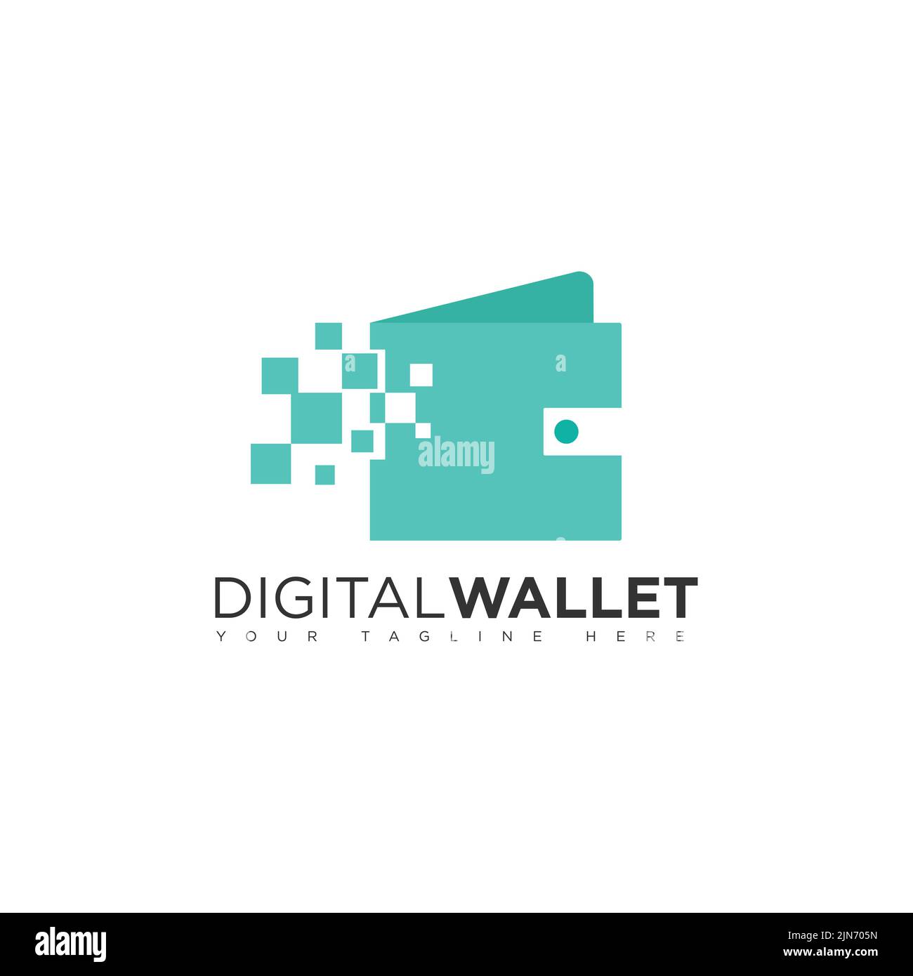 Design-Vorlage für digitales Wallet-Logo mit Pixeleffekt. Digital e Wallet Krypto Kryptowährung Logo Vektorbild Stock Vektor
