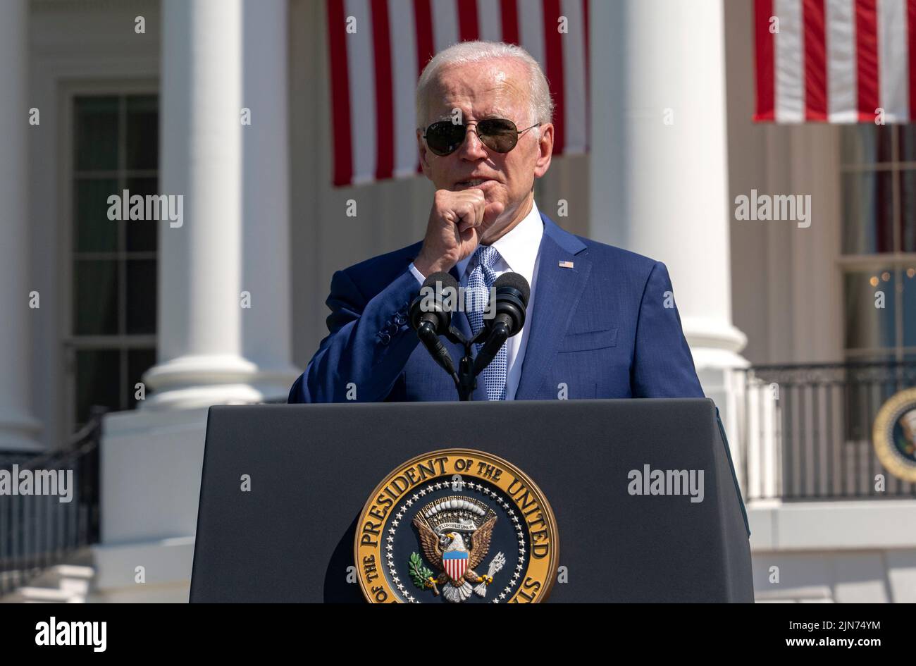 Der Präsident der Vereinigten Staaten, Joe Biden, hält am Dienstag, den