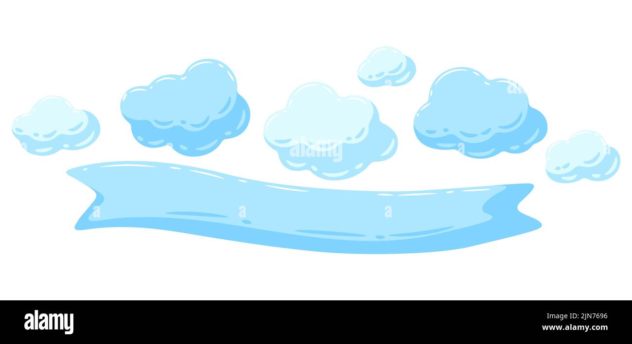 Hintergrund mit blauen Wolken. Cartoon-Bild des bewölkten Himmels. Stock Vektor