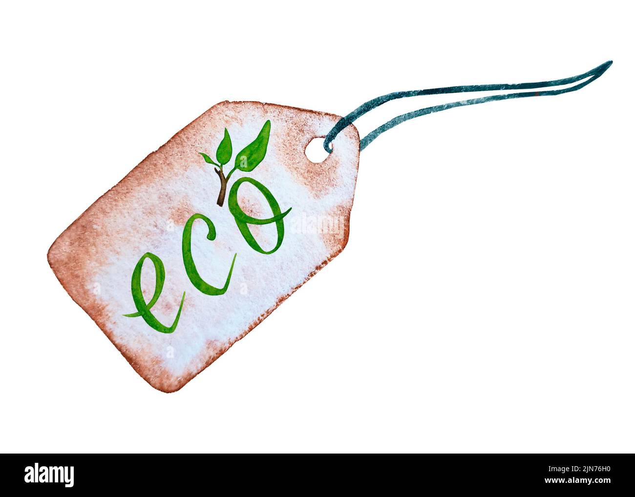 Etikett mit Öko-Logo für Bio- und umweltfreundliche Produkte. Das Konzept eines gesunden Lebensstils. Stockfoto