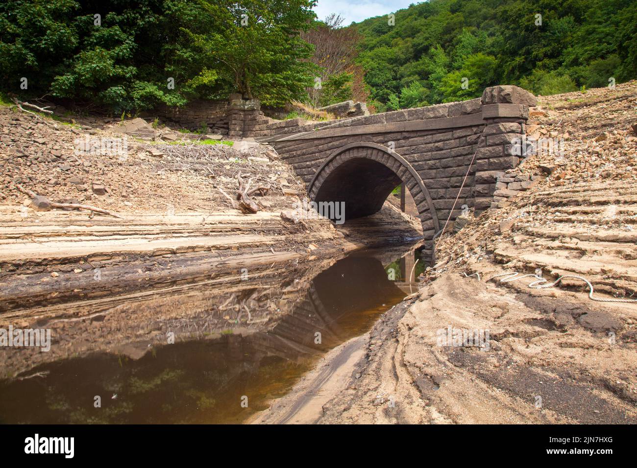 Trockenheit am Ladybower-Stausee Stockfoto