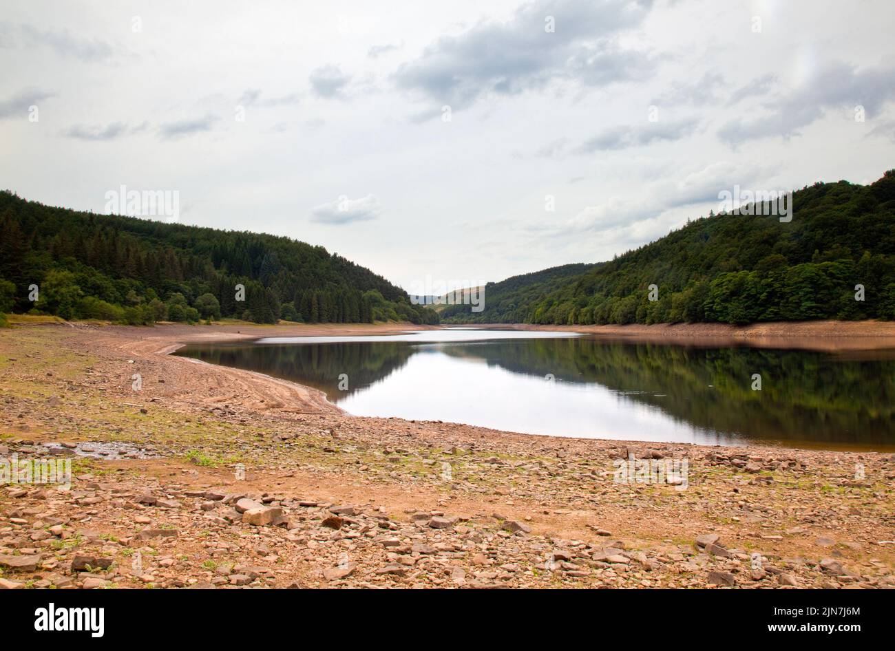 Trockenheit am Ladybower-Stausee Stockfoto