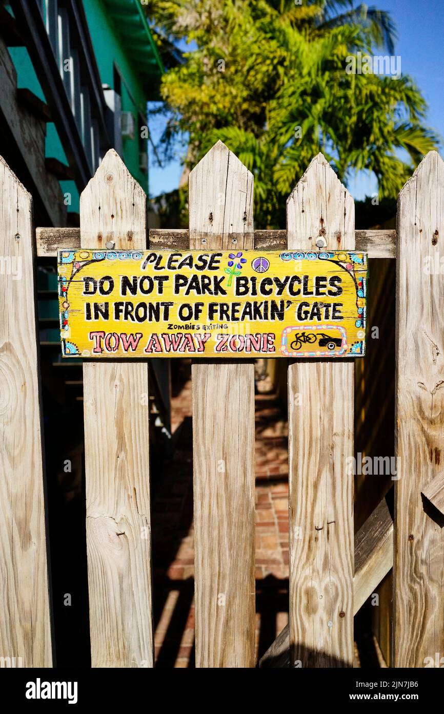 Handbemaltes „DO NOT PARK“-Schild in Key West, Florida, FL, USA Stockfoto