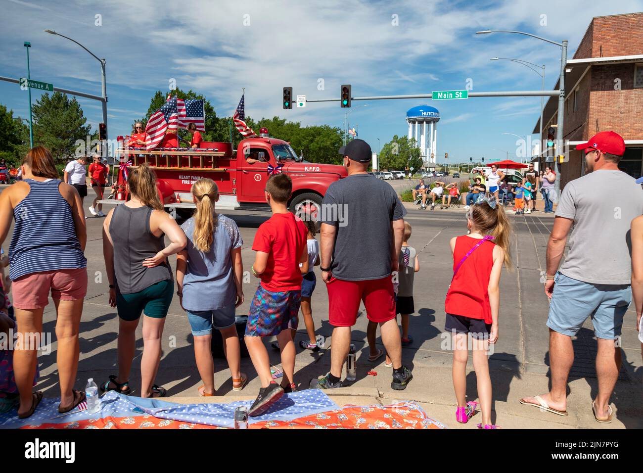 Hutchinson, Kansas - die jährliche „Patriots Parade“ vom 4. Juli im ländlichen Kansas. Stockfoto