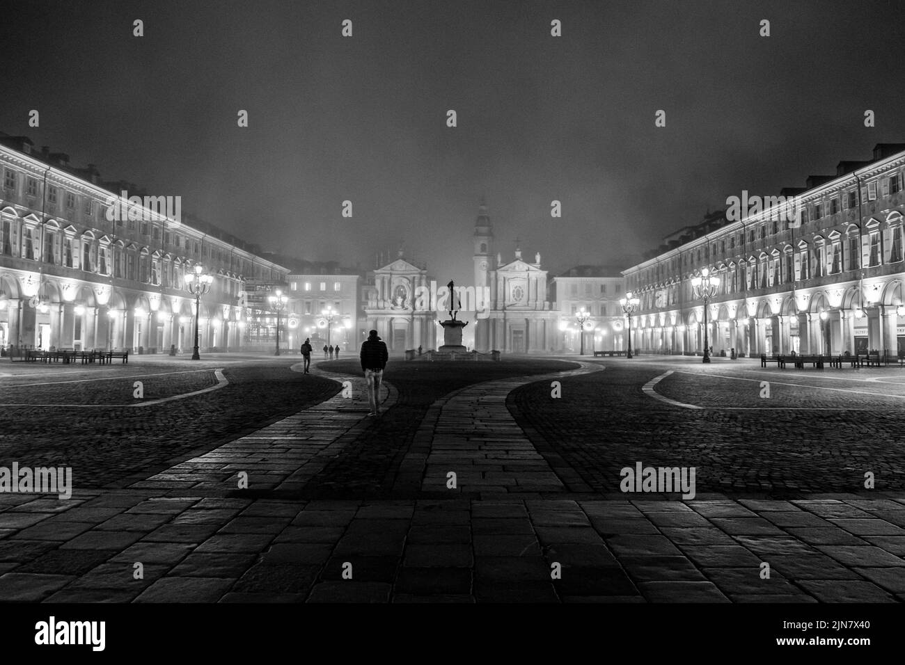 San Carlo Platz und der Nebel Stockfoto