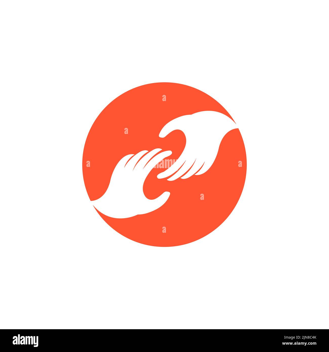 Design des Logos für die Pflege und Solidarität von Menschen. Logo der Handpflege Stock Vektor