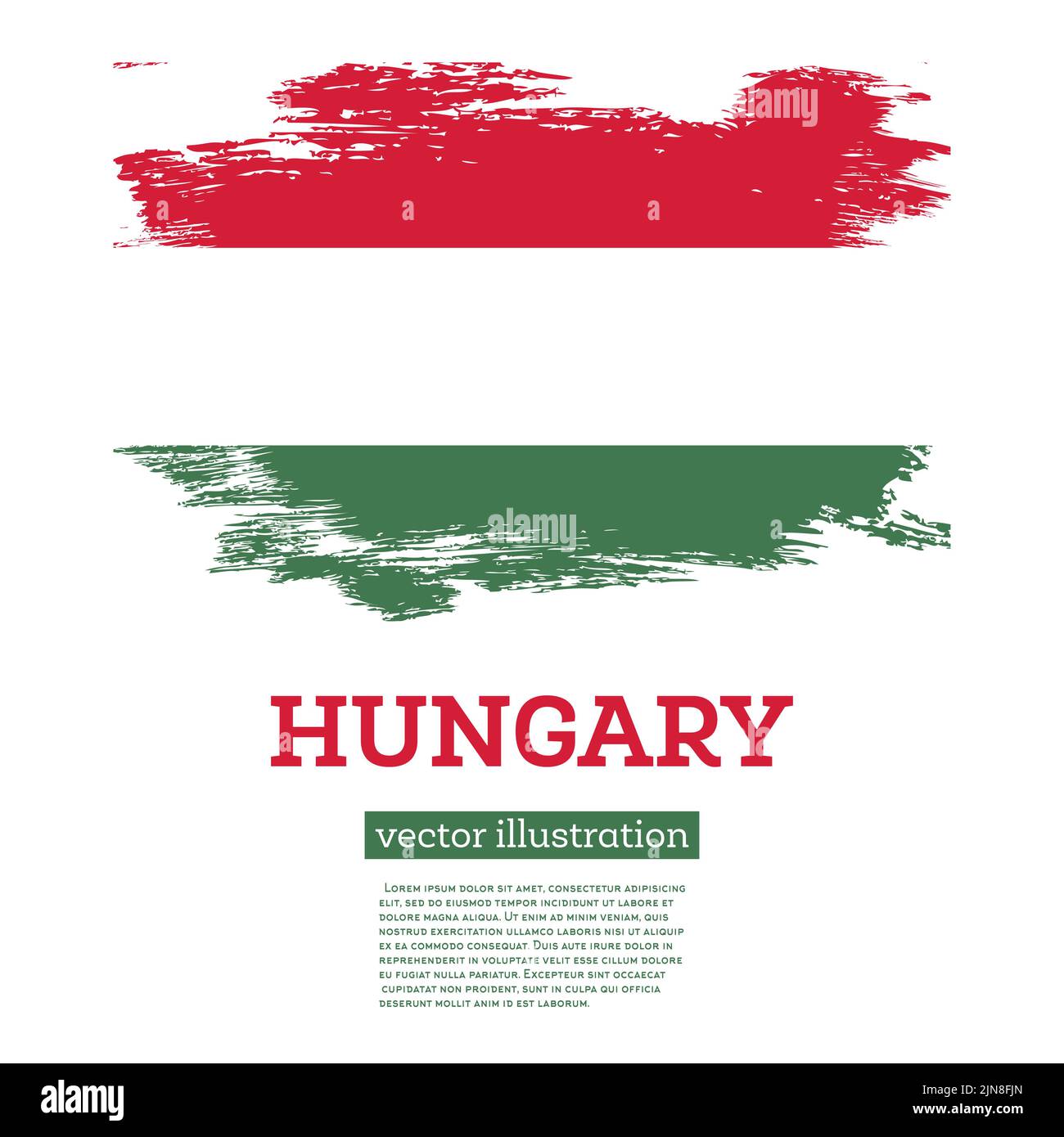 Ungarn Flagge mit Pinselstrichen. Vektorgrafik. Unabhängigkeitstag. Stock Vektor