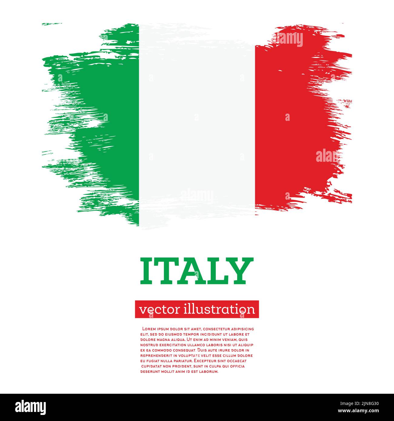 Italien Flagge mit Pinselstrichen. Vektorgrafik. Unabhängigkeitstag. Stock Vektor