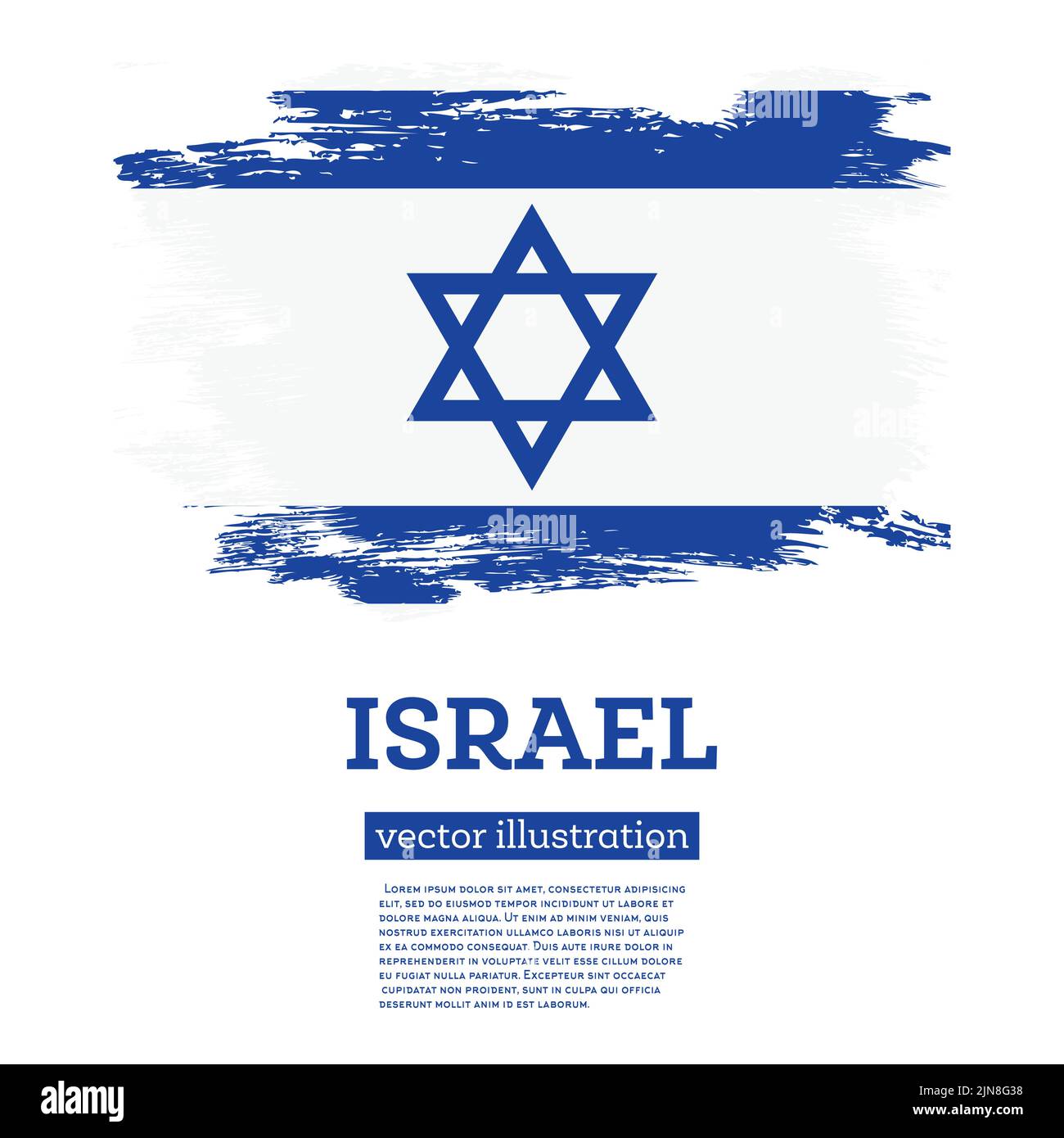 Israel Flagge mit Pinselstrichen. Vektorgrafik. Unabhängigkeitstag. Stock Vektor
