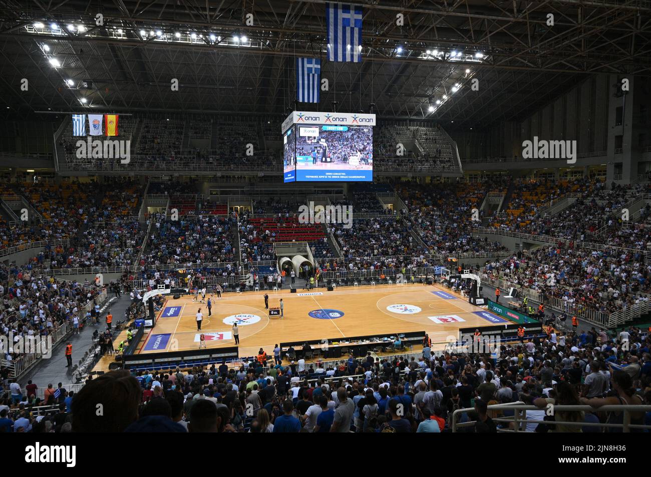 Athen, Griechenland. 09. August 2022. OAKA-Stadion während des Freundschaftsspiel zwischen der griechischen Nationalmannschaft und der spanischen Nationalmannschaft im OAKA-Stadion am 9. August 2022 in Athen, Griechenland. Kredit: Unabhängige Fotoagentur/Alamy Live Nachrichten Stockfoto