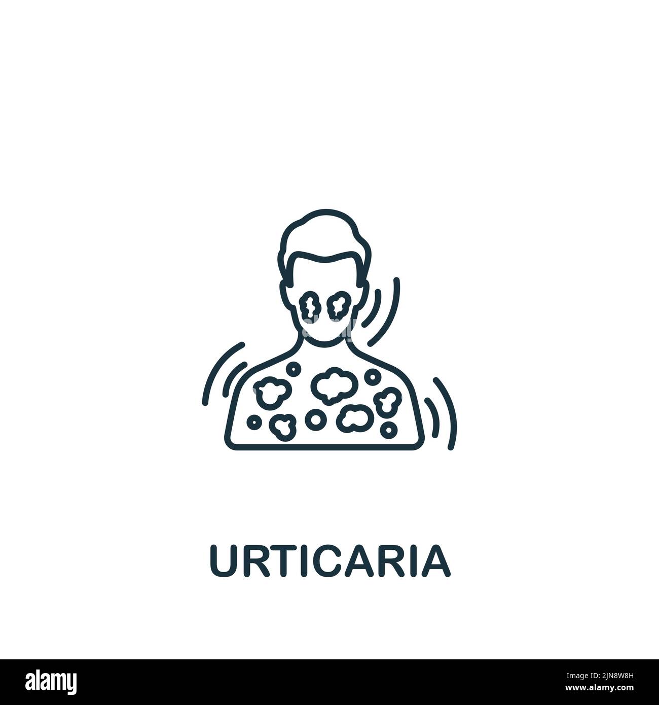 Symbol für Urtikaria. Monochromes Symbol für einfache Krankheiten für Vorlagen, Webdesign und Infografiken Stock Vektor