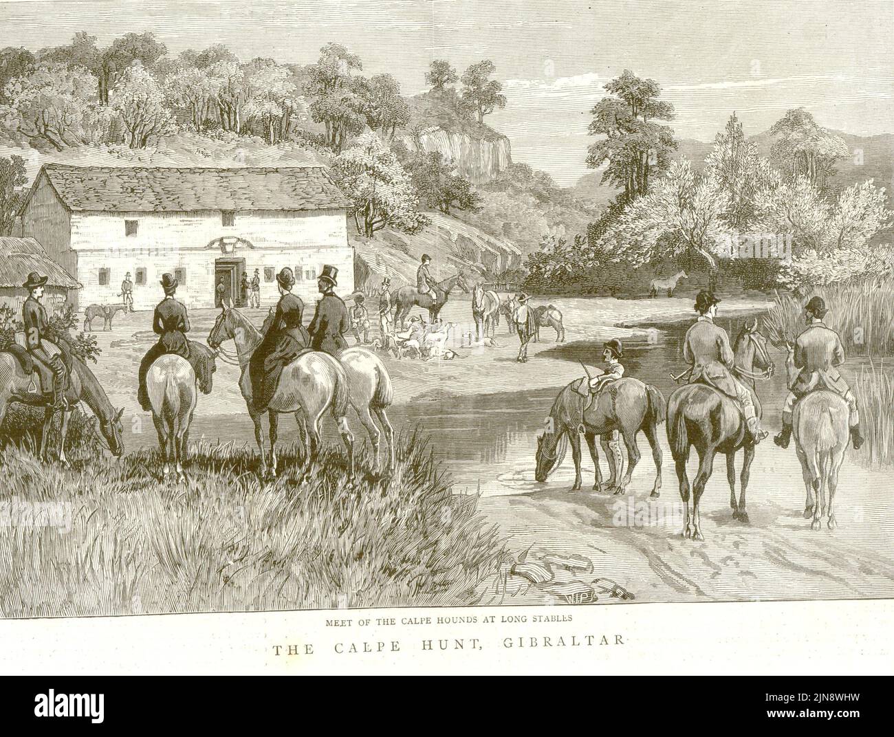Die Calpe Hunt, Gibraltar und Artikel in der Graphic 1 May 1886 Stockfoto