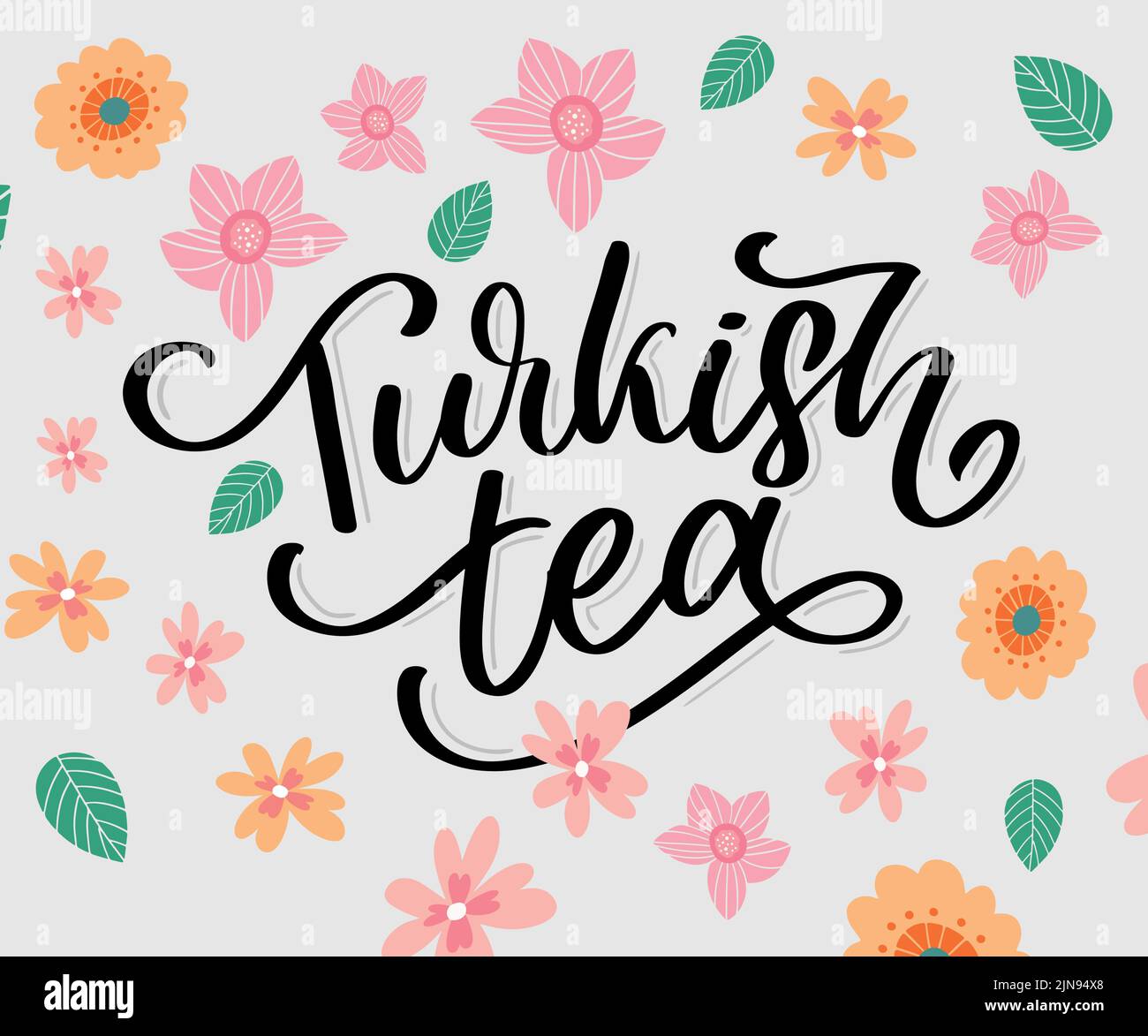 Türkische Traditionen der Teezeremonie. Teezeit. Dekorative Elemente für Ihr Design. Vektor-Illustration mit orientalischer Tasse auf weißem Hintergrund. Stock Vektor