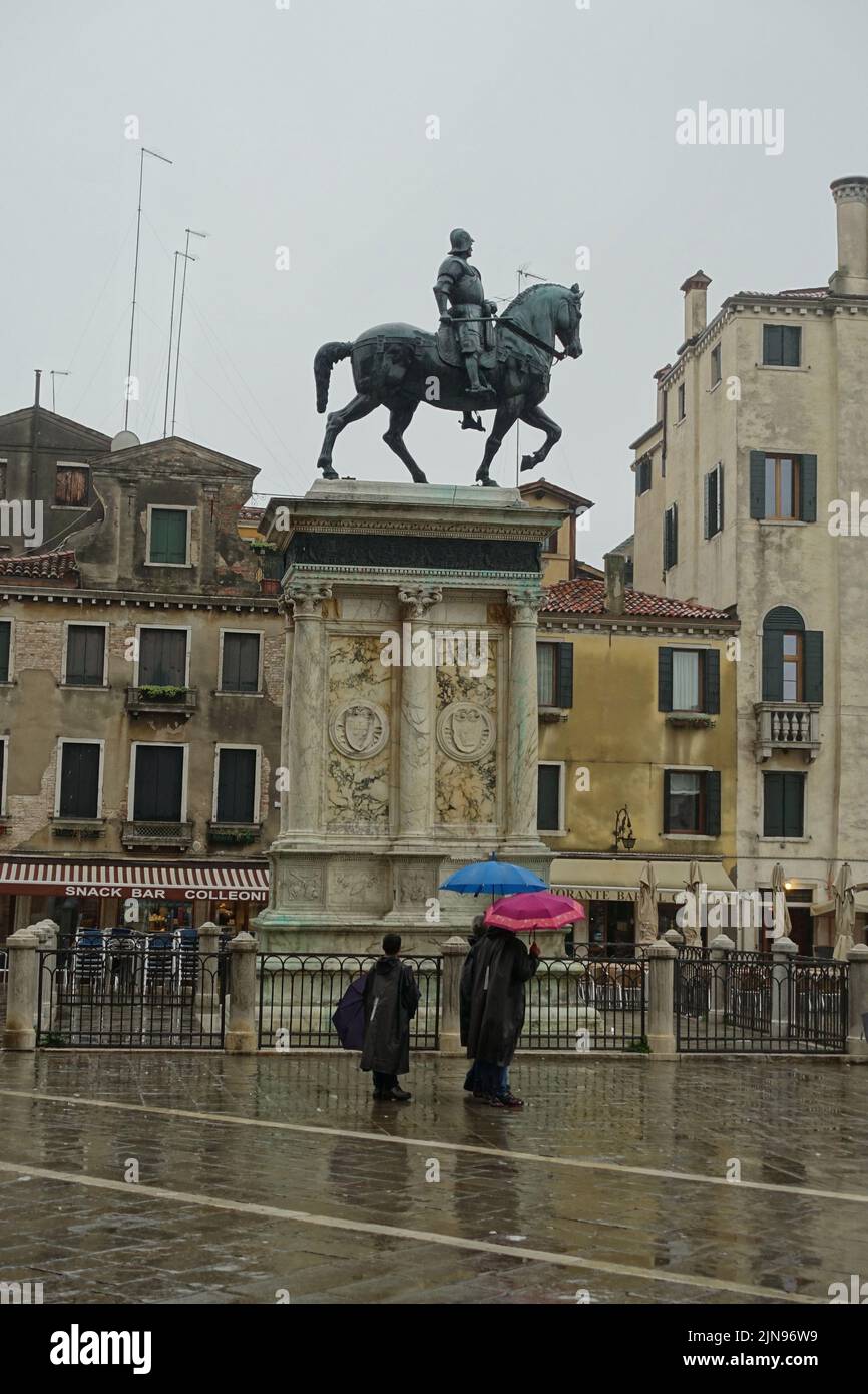 Reiterstatue von Bartolomeo Colleoni, Venedig, Venetien, Italien, Europa, Italienisch, Europäisch Stockfoto