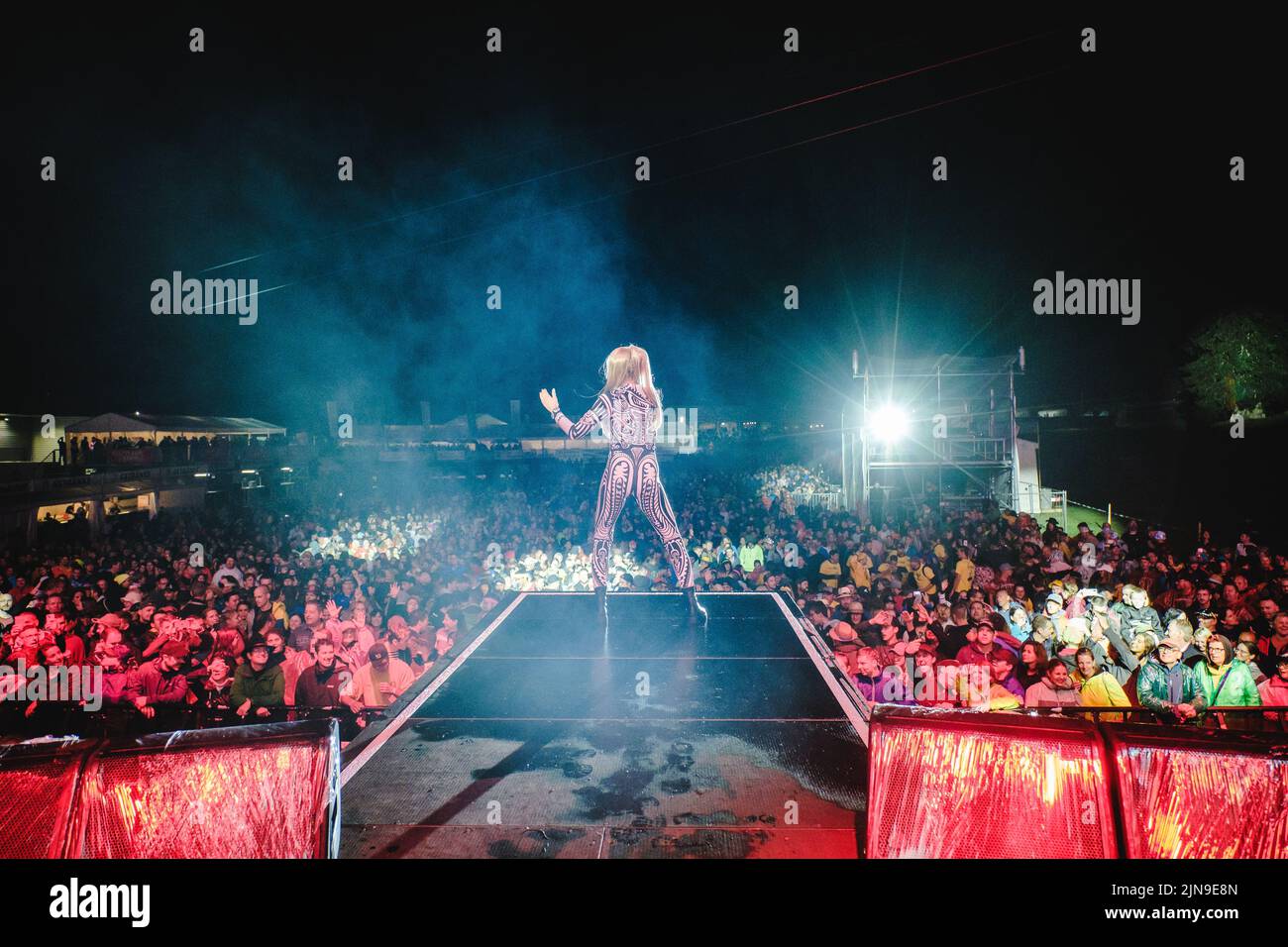 Flumserberg, Schweiz. 29., Juli 2022. Die dänische Sängerin Whigfield spielt ein Live-Konzert während der "die Mega 90s Party" im Rahmen des Flumserberg Open Air 2022. (Foto: Gonzales Photo - Tilman Jentzsch). Stockfoto