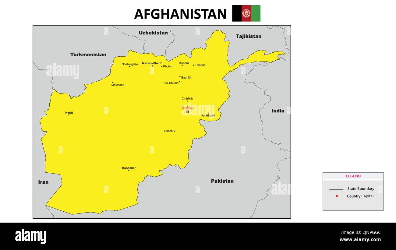 Afghanistan-Karte. Staat- und Distriktkarte von Afghanistan. Politische Landkarte von Afghanistan mit dem Hauptbezirk Stock Vektor