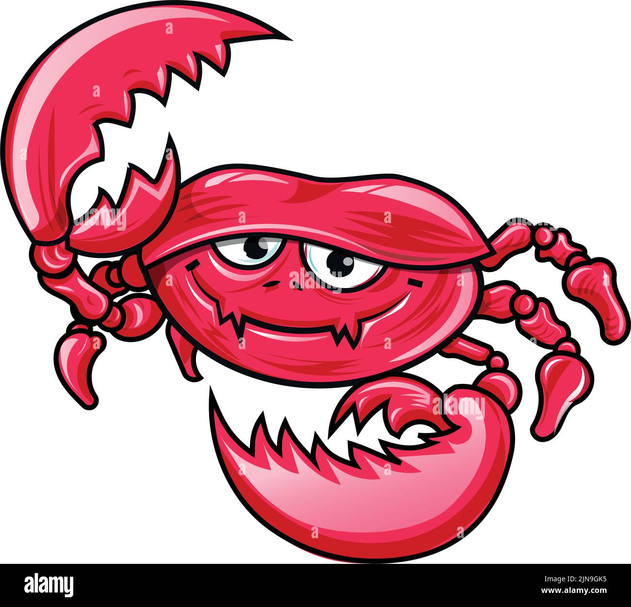 Cartoon lächelnde Krabbe. Isoliert auf weißem Hintergrund Stock Vektor