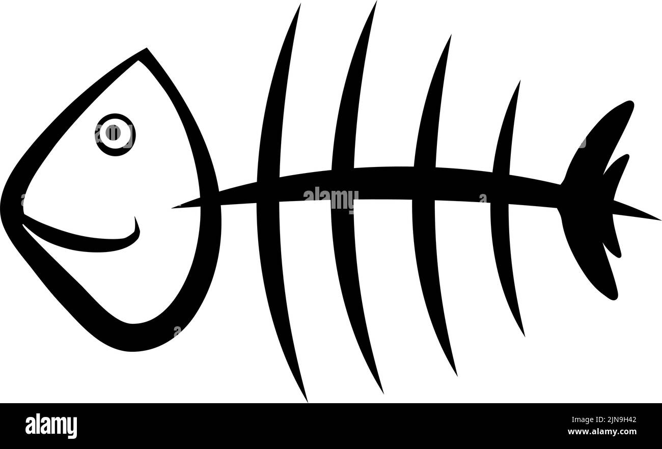 Vektor-Symbol für schwarzen Fischknochen Stock Vektor