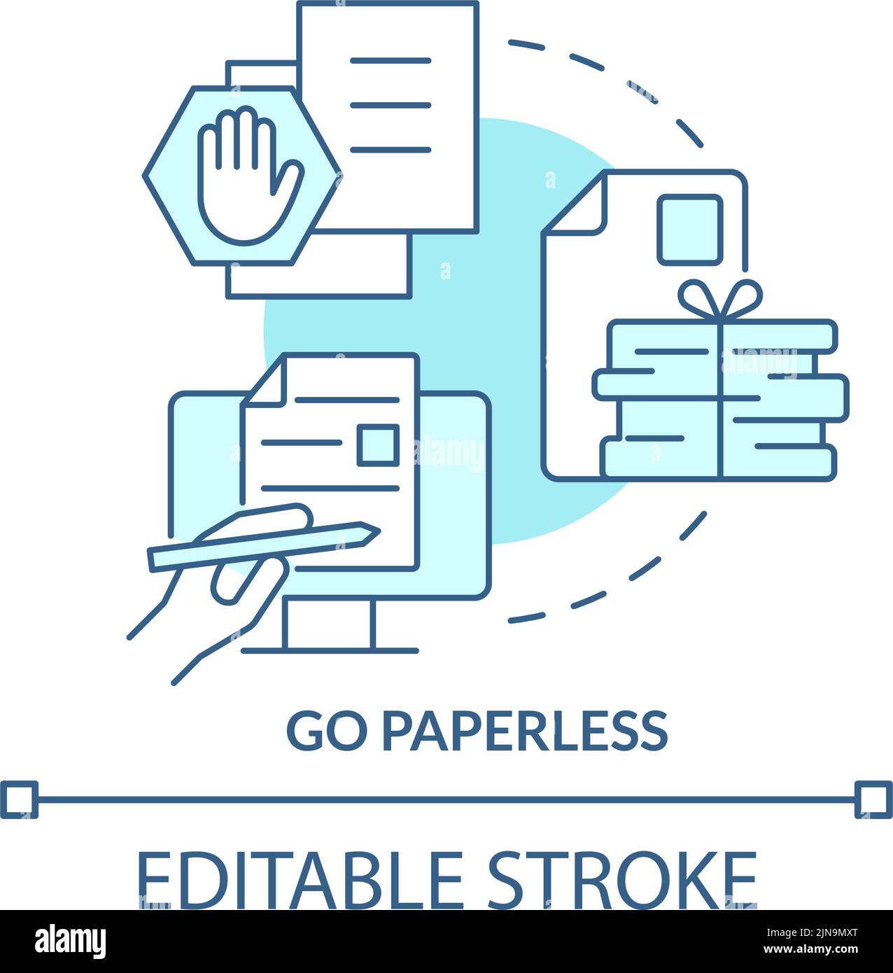Go Paperless türkis Concept Icon Stock Vektor