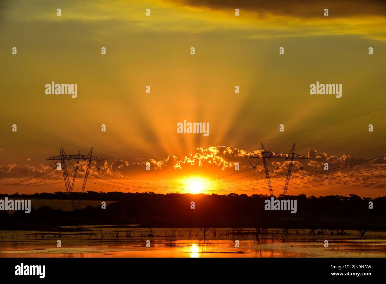 Pampas Sonnenuntergang , in der Provinz La Pampa Patagonien Argentinien. Stockfoto
