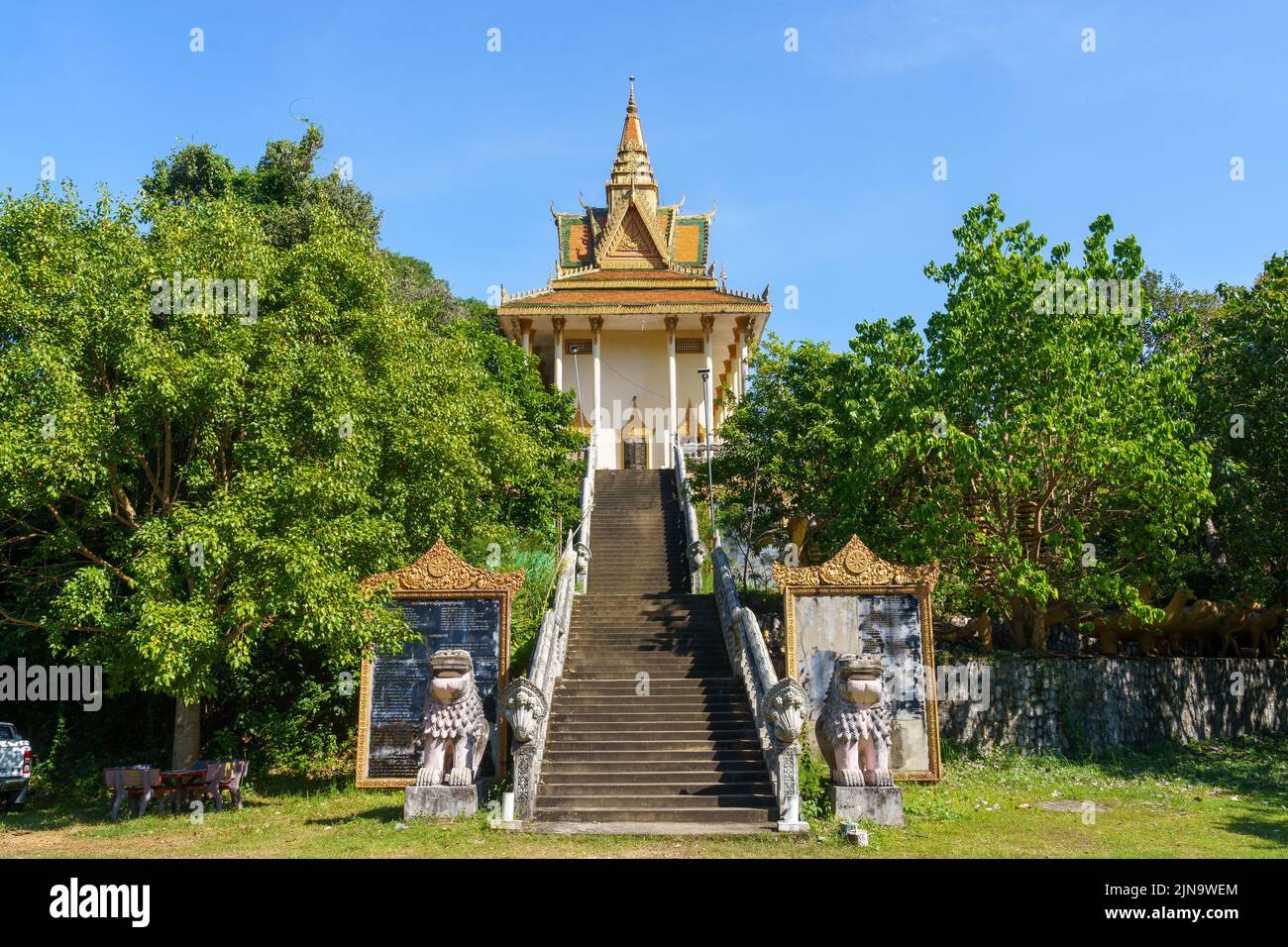 Kambodscha. Der Badeort Kep. Provinz Krong Kep. Wat Samathi Pagode Stockfoto