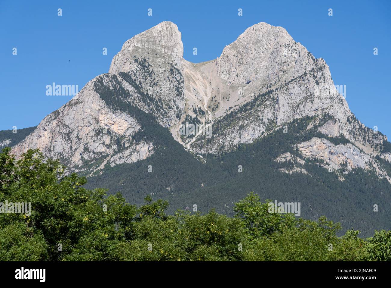 Pedraforca, 2506,4 m, Naturpark Cadí-Moixeró, Katalonien, Gebirge der Pyrenäen, Spanien Stockfoto