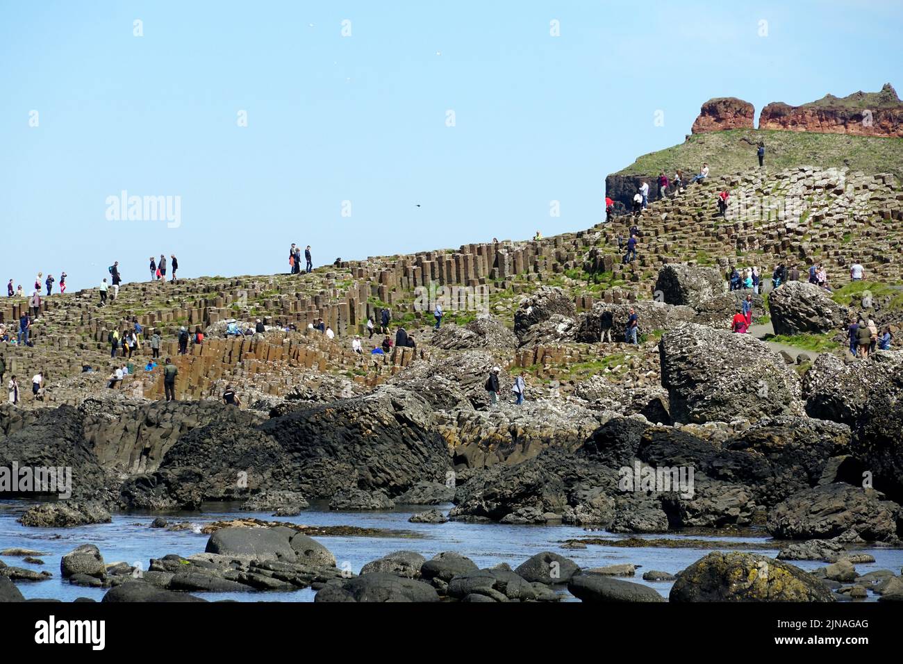 Giant's Causeway, Basaltsäulen, nationales Naturschutzgebiet, County Antrim, Nordirland, Tuaissteart Éireann, Vereinigtes Königreich, Europa Stockfoto