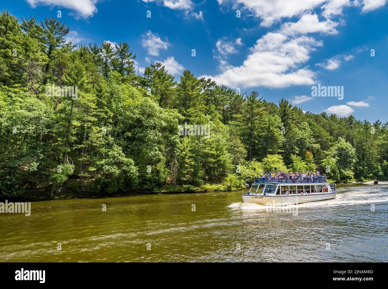 Sightseeing Tour Boot im Wisconsin River in den Wisconsin Dells in Wisconsin USA Stockfoto