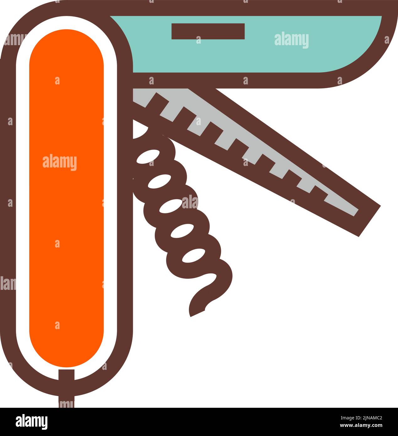 Symbol für das Messer der Schweizer Armee. Symbol für mehrere Werkzeuge Stock Vektor