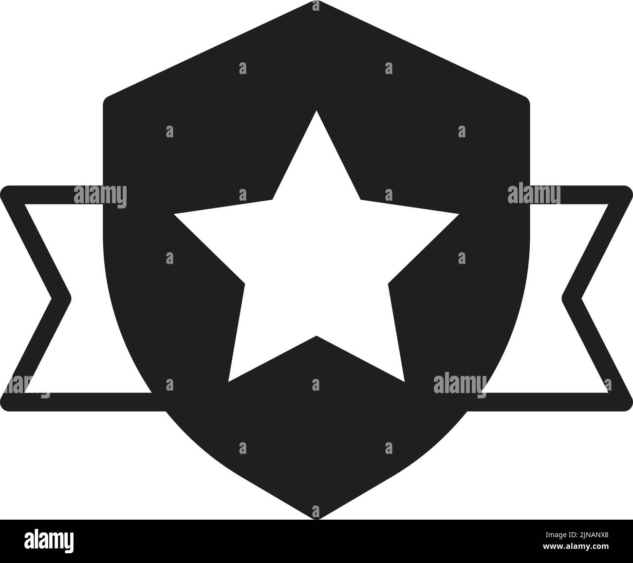 Sternschild mit Band. Schwarzes Emblem. Premium-Symbol Stock Vektor