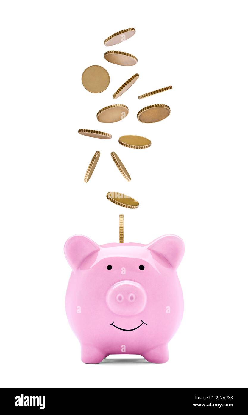 Münze Finanzierung Geld sparen Sparschwein Geschäft Investment Banking Sparschwein Reichtum Stockfoto
