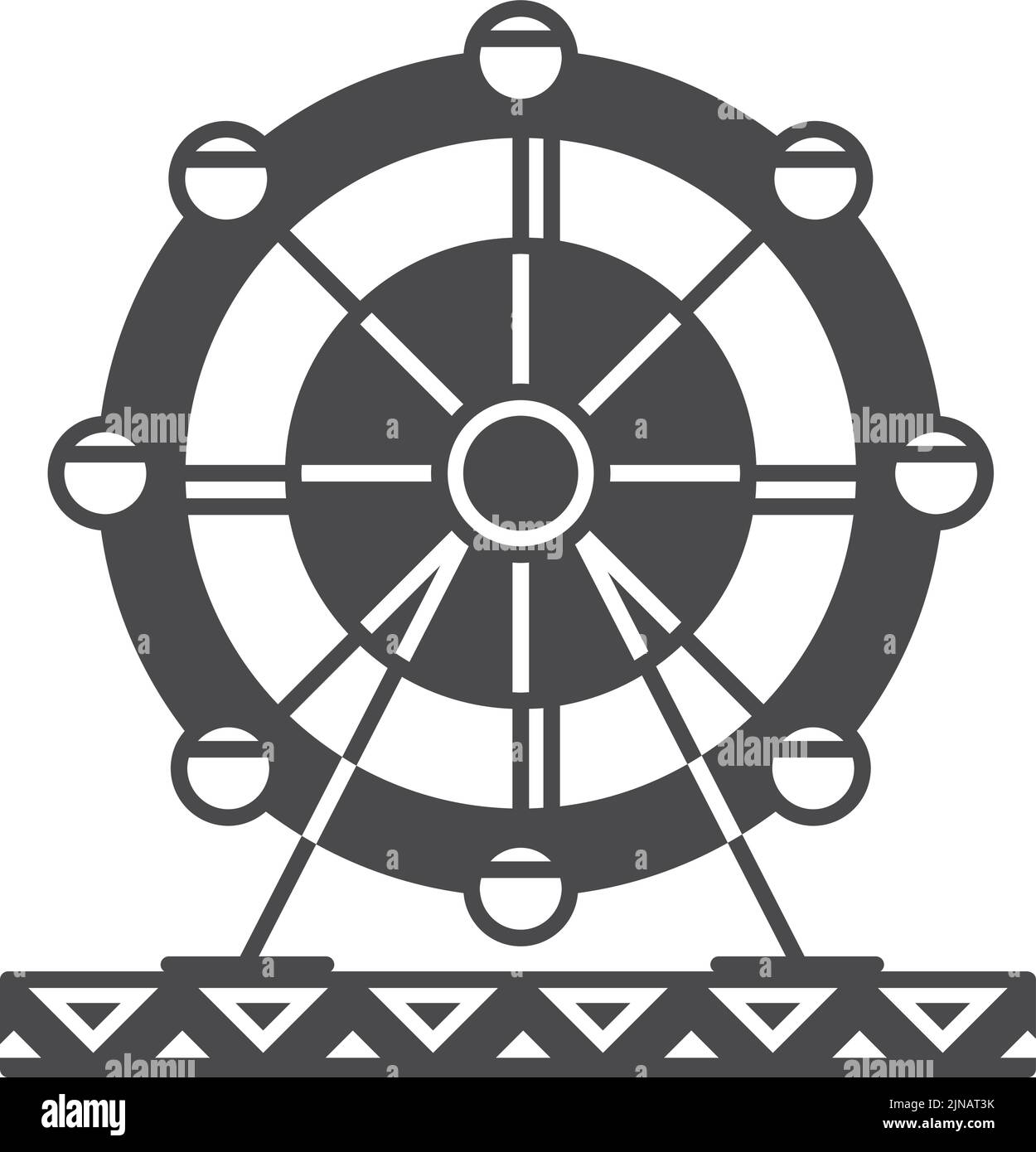 Schwarzes Symbol für das Riesenrad. Fahrspaß pur Stock Vektor