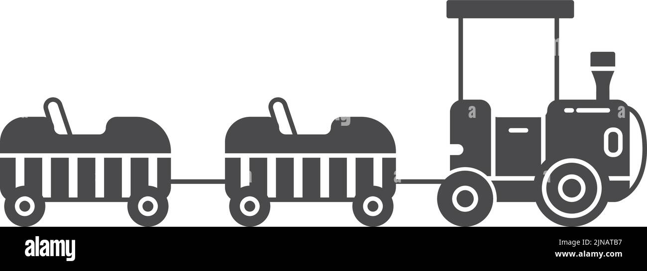 Schwarzes Symbol für den Kinderzug. Vergnügungspark Eisenbahn Stock Vektor