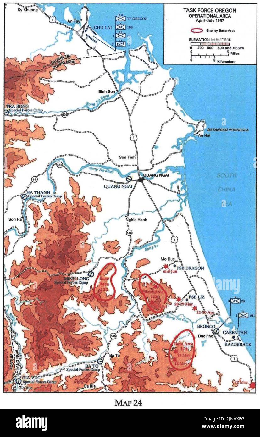 Einsatzgebiet Der Task Force Oregon April - Juli 1967 Stockfoto