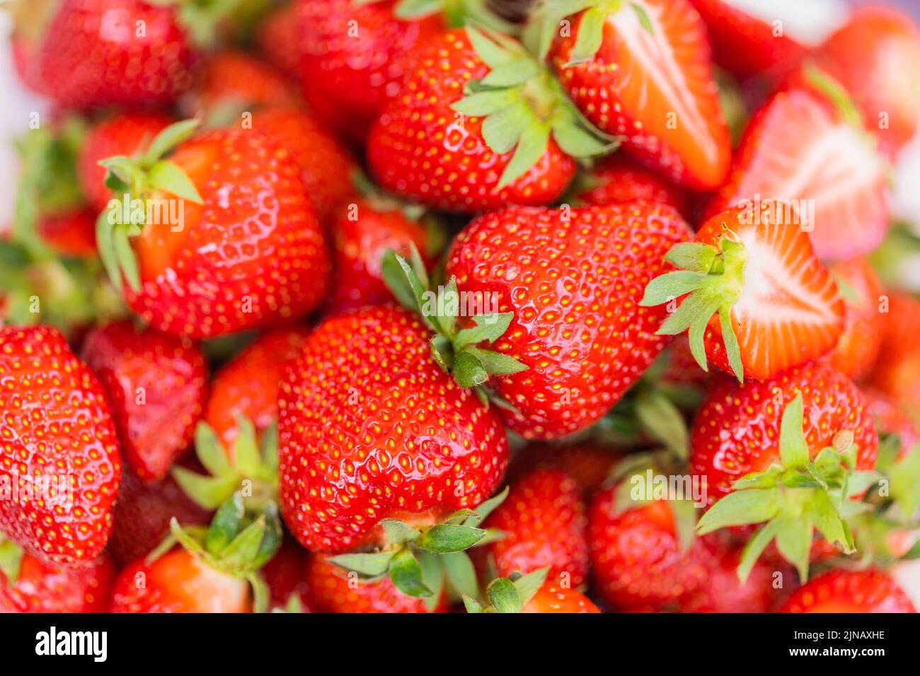 Erdbeere frisch Bio-Beeren Makro. Obst Hintergrund - gesunde Vitaminfutter Konzept Stockfoto