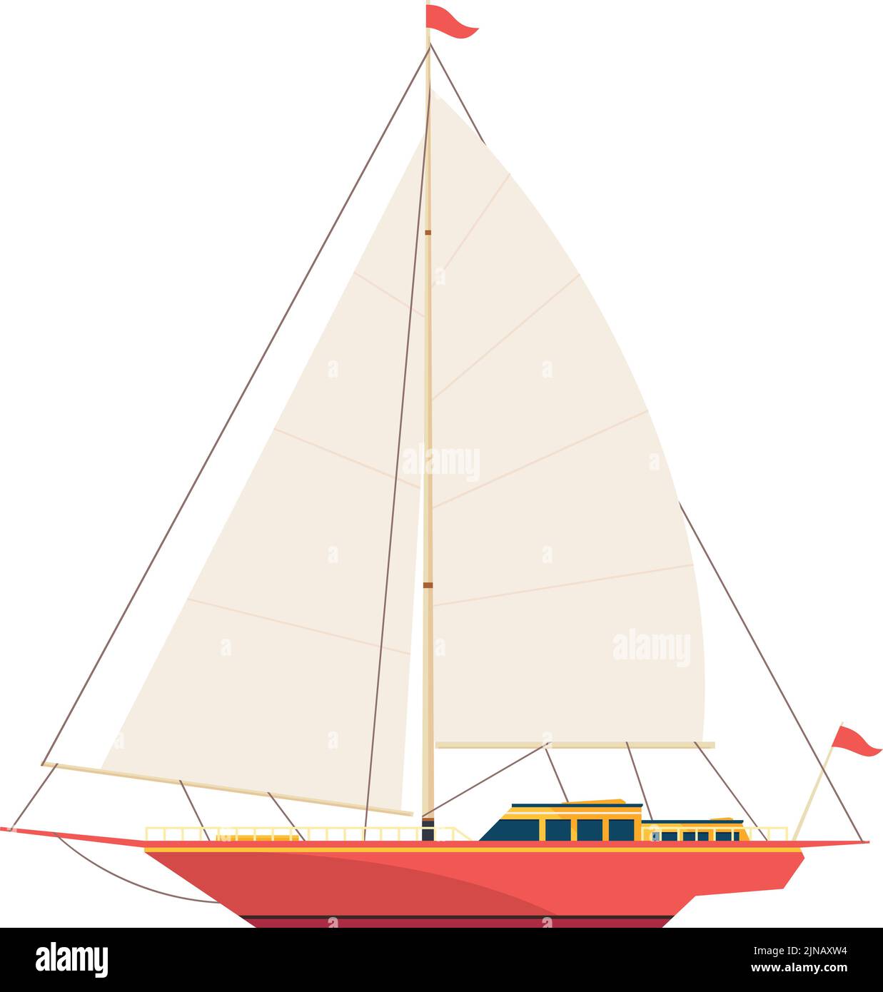 Farbsymbol der Segelyacht. Transport auf dem Fluss Stock Vektor