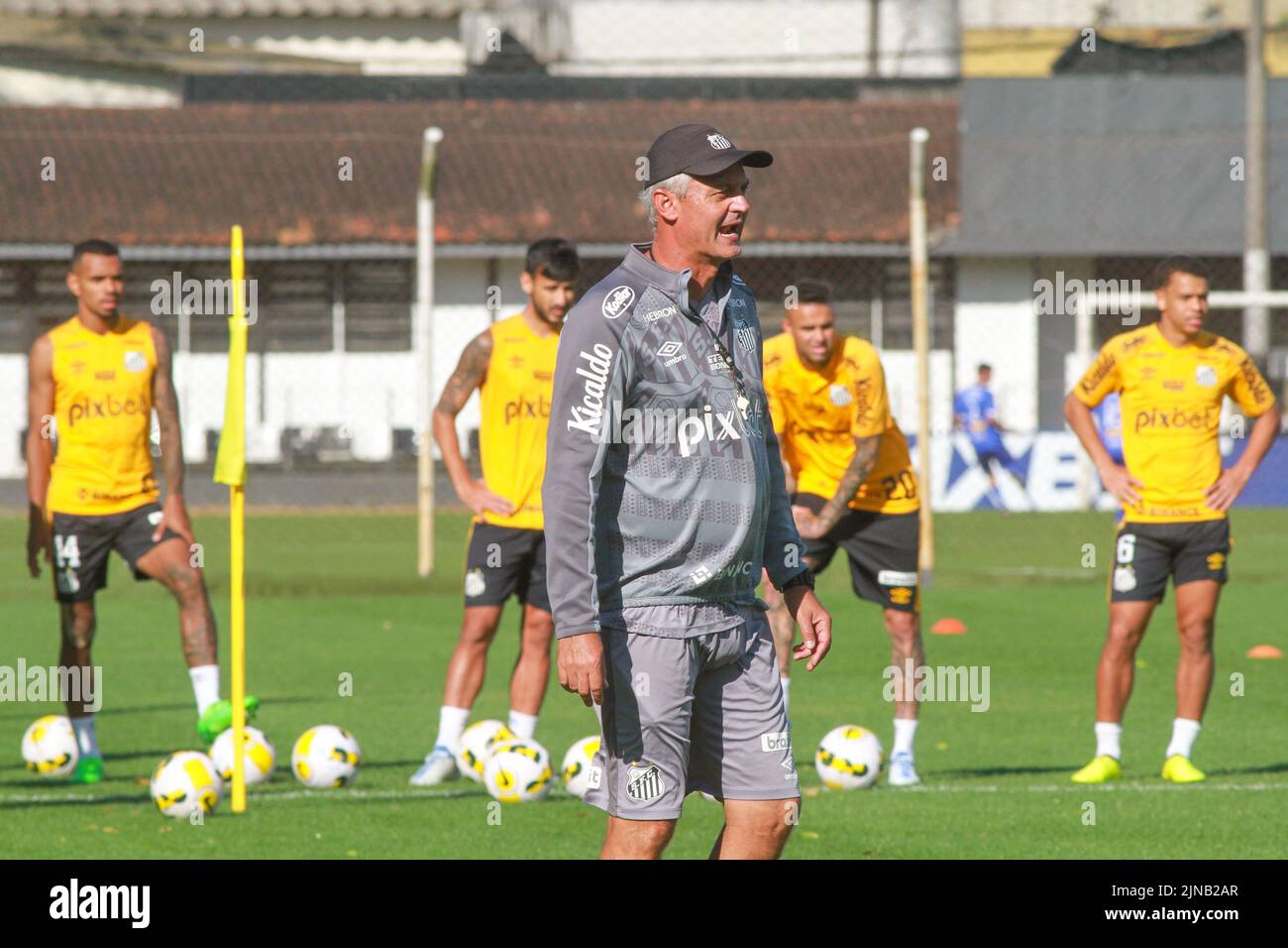 Santos, Brasilien. 10. August 2022. SP - Santos - 10/08/2022 - SANTOS F.C., TREINO - Lisca tecnico do Santos durante treino no Centro de treinamento CT Rei Pele. Foto: Fernanda Luz/AGIF/Sipa USA Quelle: SIPA USA/Alamy Live News Stockfoto