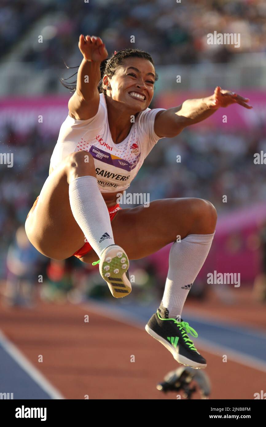 Jazmin SAWYERS aus England beim Women's Long Jump - Finale bei den Commonwealth Games in Birmingham 2022 Stockfoto