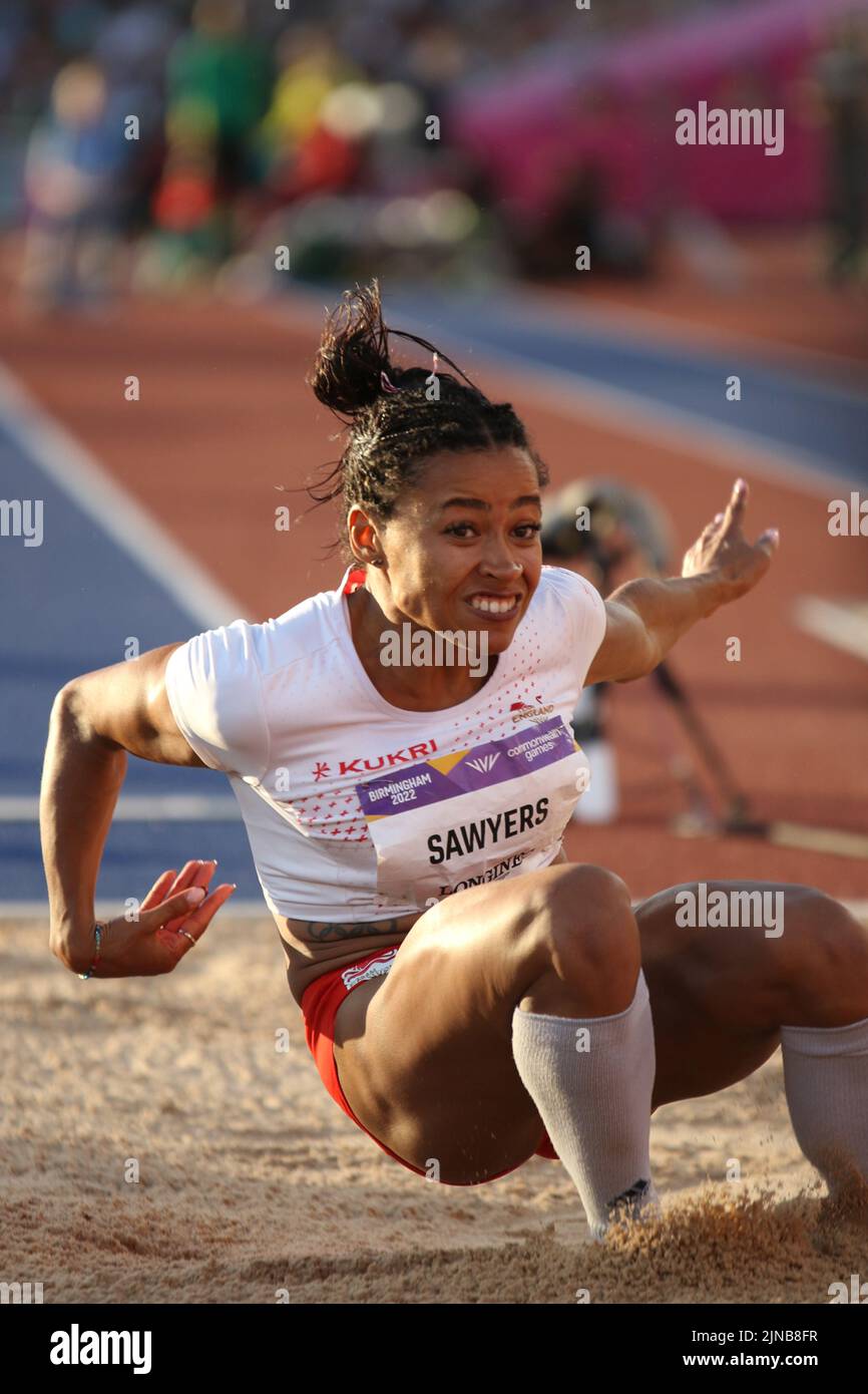 Jazmin SAWYERS aus England beim Women's Long Jump - Finale bei den Commonwealth Games in Birmingham 2022 Stockfoto