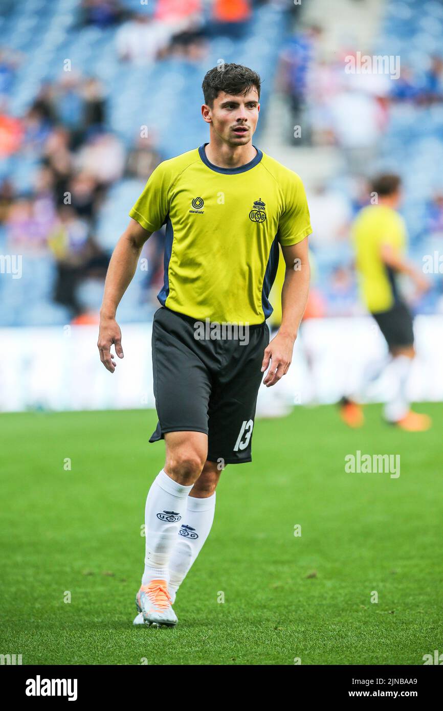 Dante Vanzeir, ein professioneller Fußballspieler, spielt für die Union Saint-Gilloise, eine belgische Fußballmannschaft. Stockfoto